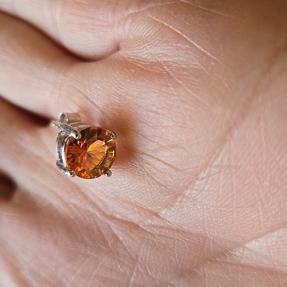 Rainbow Topaz Sterling Silver Studs - Picture 4 of 8